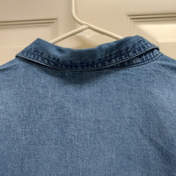 Vintage Halloween Denim Button Up Shirt Embroidered Spiders Grandmacore XL FLAW - Picture 8 of 13